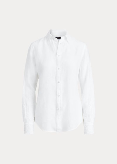 Women's Polo Ralph Lauren Eyelet Linen Shirts | 324065ENI